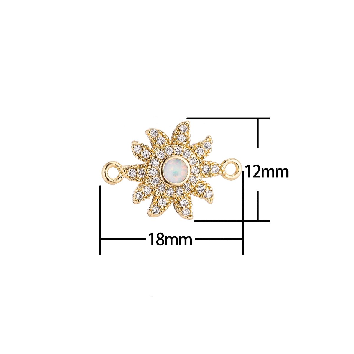 18K Gold Filled Tiny Blooming Blossom Flower Cubic Zirconia Bracelet Charm Bead Finding Connector for Earring Jewelry Making F-083 - DLUXCA
