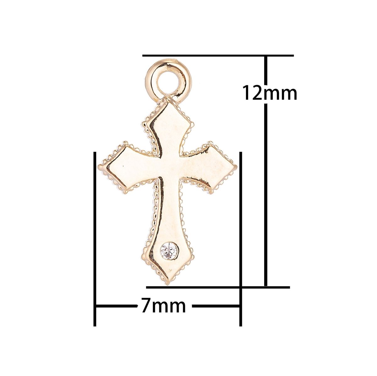 18k Gold Filled Tiny Dainty Small Cross Charm with Cubic Zircon CZ for Bracelet Necklace Jewelry Making C-115 - DLUXCA