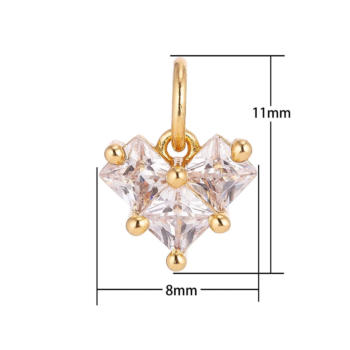 18K Gold Filled Tiny Heart of Gold, Cubic Zirconia Charm Pendant C-053 - DLUXCA