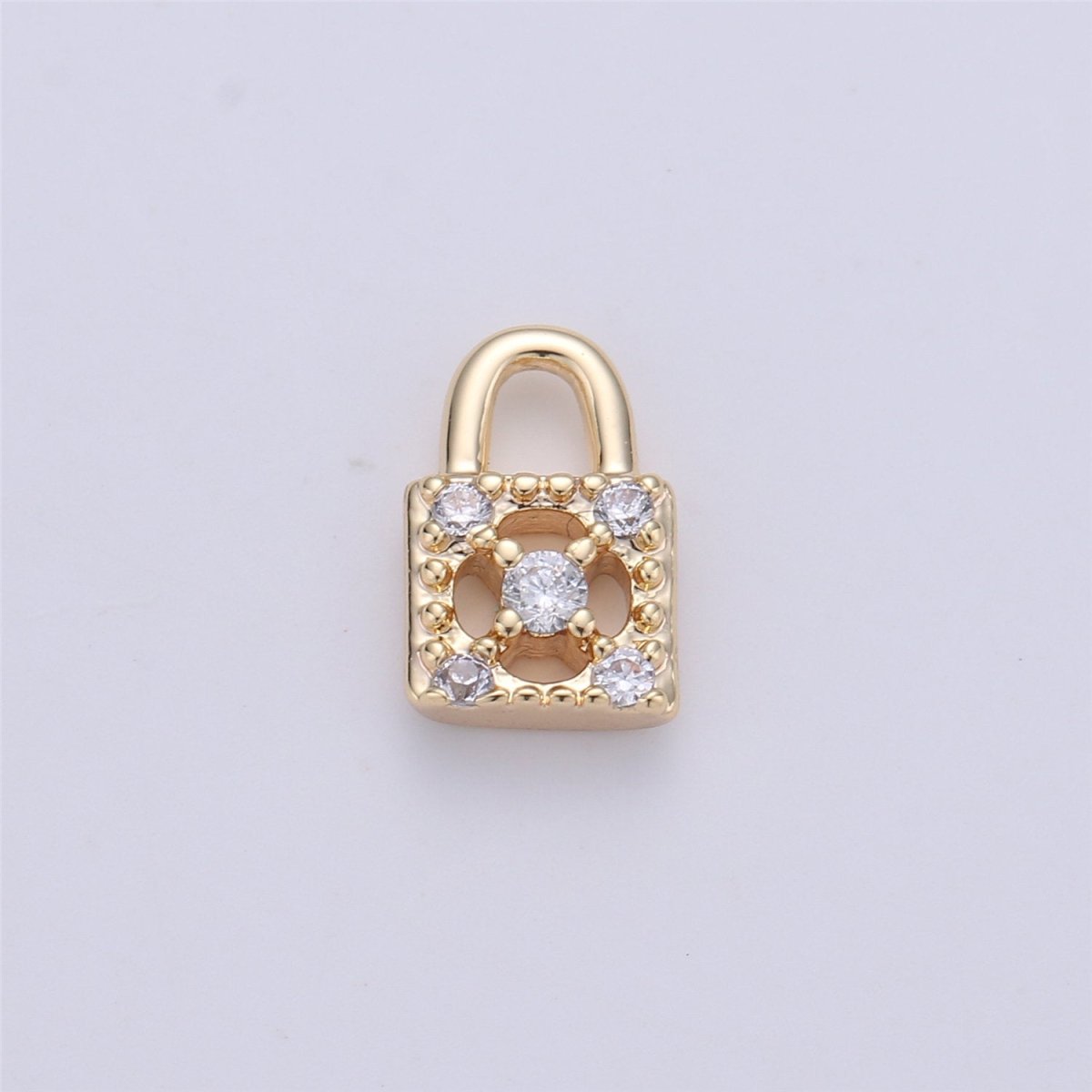 18k Gold Filled Tiny Lock Charm Gold Padlock Charm Micro Pave Lock Charm GF for Necklace Bracelet Earring Jewelry Making Supply 8x5 mm | K-139 - DLUXCA