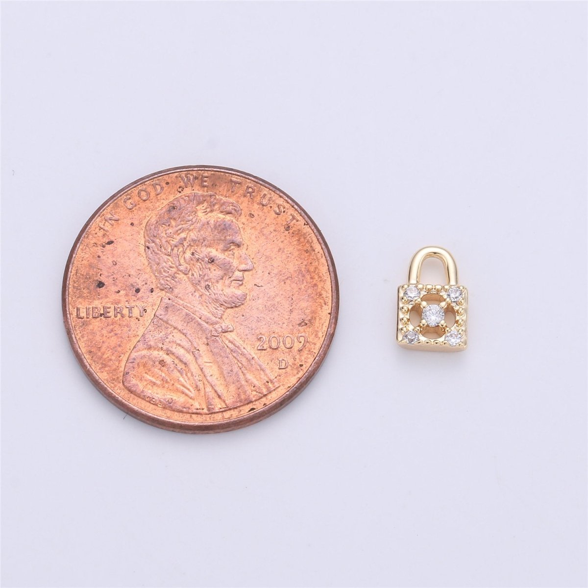 18k Gold Filled Tiny Lock Charm Gold Padlock Charm Micro Pave Lock Charm GF for Necklace Bracelet Earring Jewelry Making Supply 8x5 mm | K-139 - DLUXCA