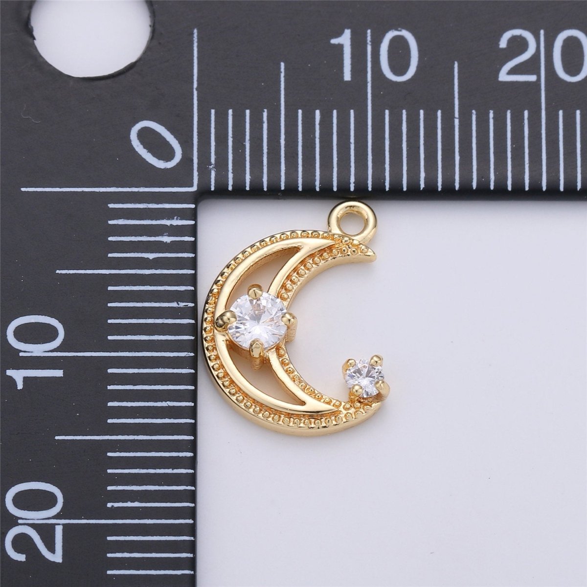 18k Gold Filled Tiny moon Charm Gold Moon Charm Micro Pave Crescent moon Charm gold fill for Necklace Bracelet Earring Jewelry Making Supply K-137 - DLUXCA