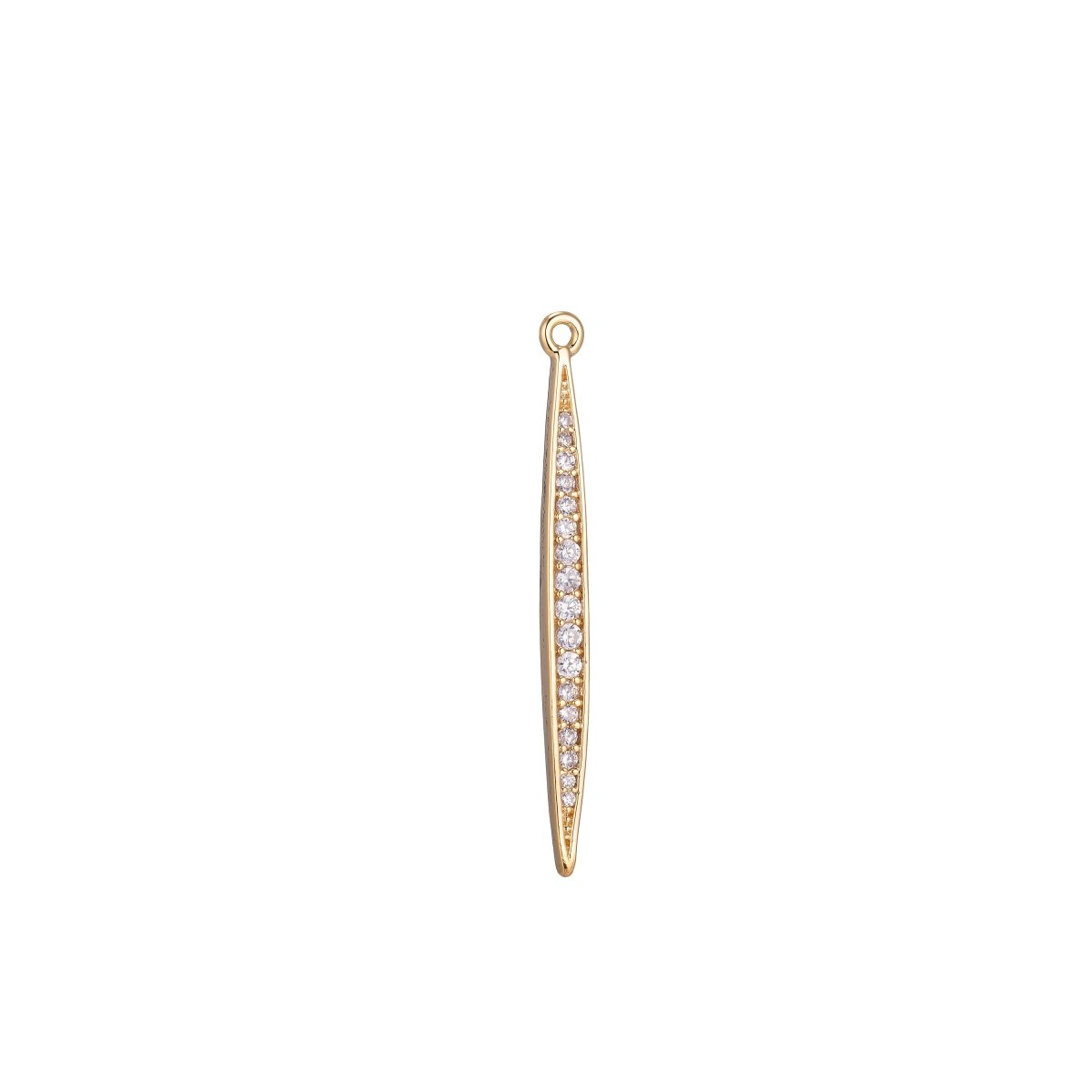 18k Gold Filled Tiny Needle Charm micro pave Needle Bar CZ Cubic Zircon Dangle Pendant for Earring Necklace JewelryC-370 - DLUXCA