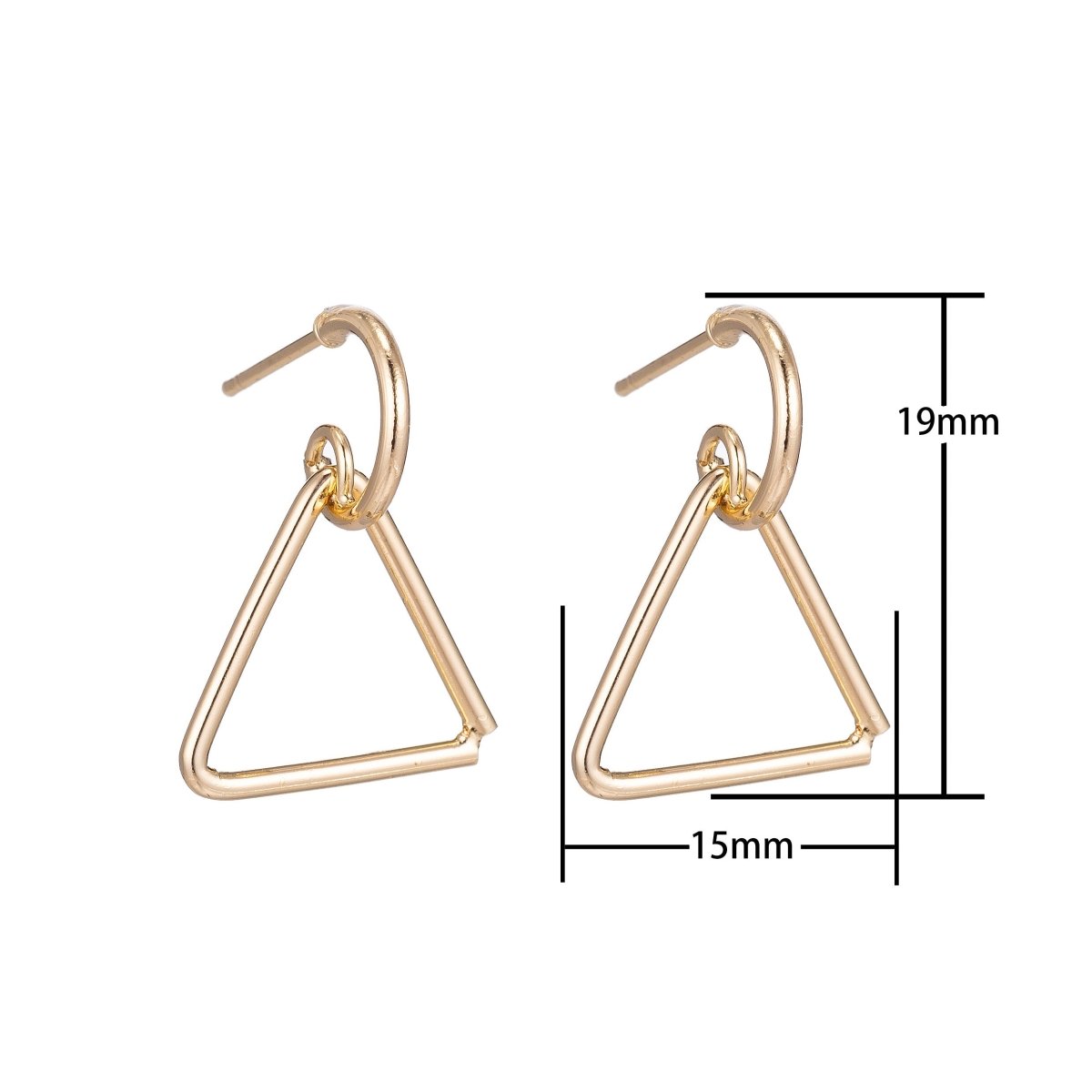 18k Gold Filled Triangle Earrings Post, Handmade Stud Earrings, Geometric Earring Making Findings for Jewelry Making Supplies K-019 - DLUXCA