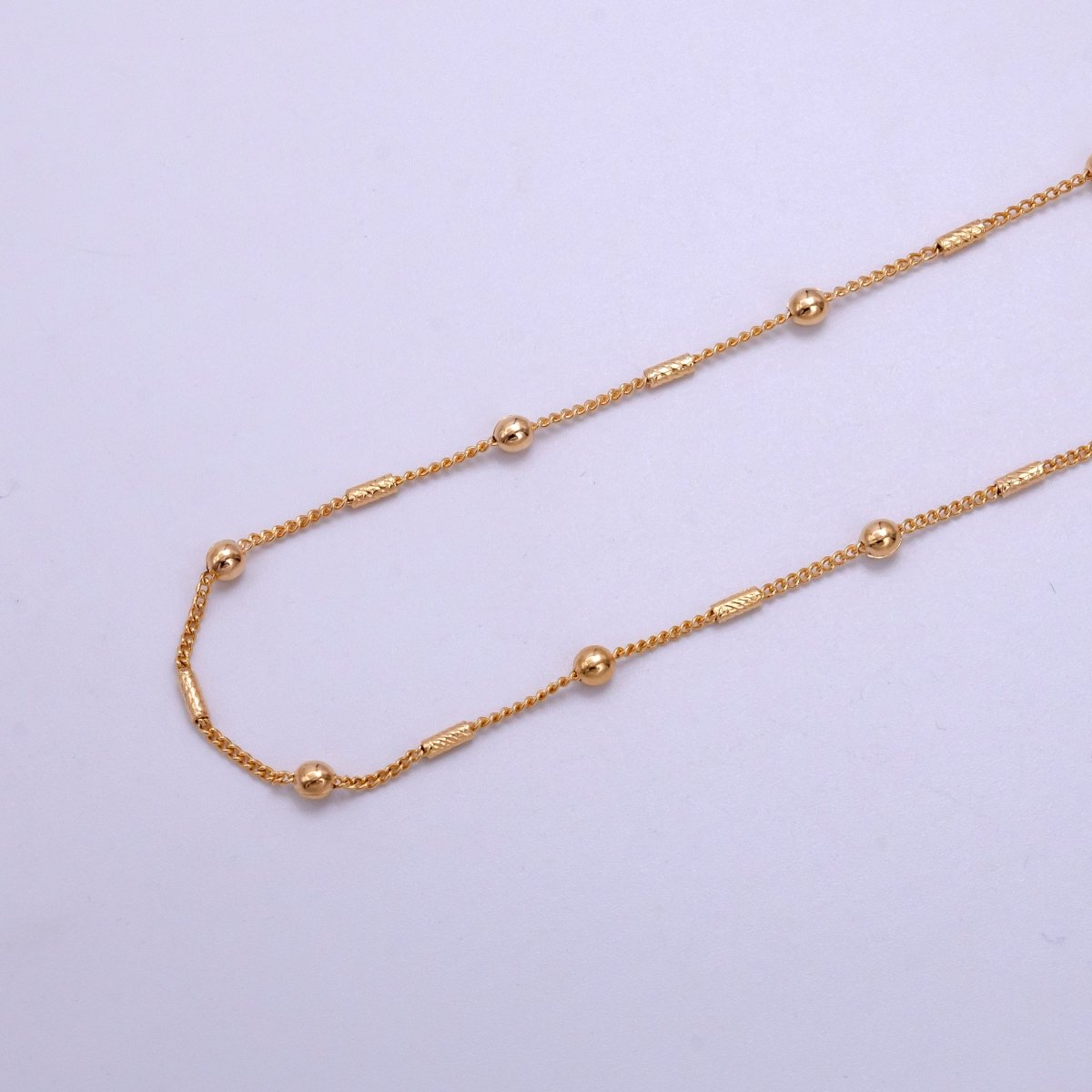 18K Gold Filled Tube Rope Satellite Chain 18 Inch Necklace | CN-645 - DLUXCA