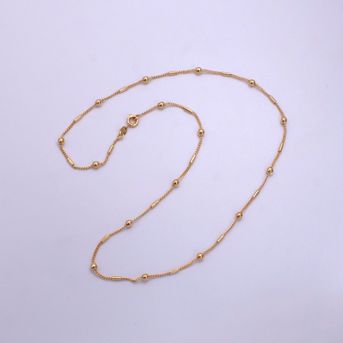 18K Gold Filled Tube Rope Satellite Chain 18 Inch Necklace | CN-645 - DLUXCA
