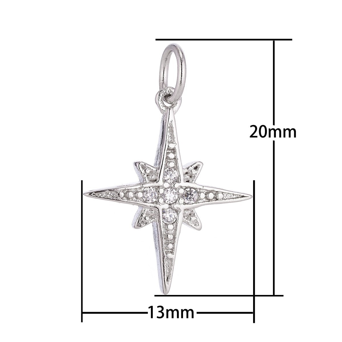 18K Gold Filled Twinkle Star Cubic Zirconia Charm Pendant C-049 - DLUXCA
