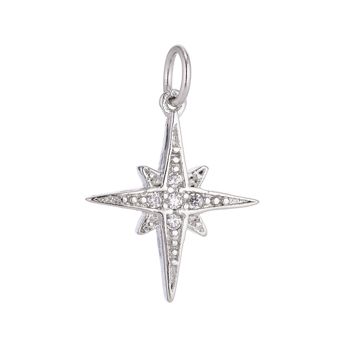 18K Gold Filled Twinkle Star Cubic Zirconia Charm Pendant C-049 - DLUXCA