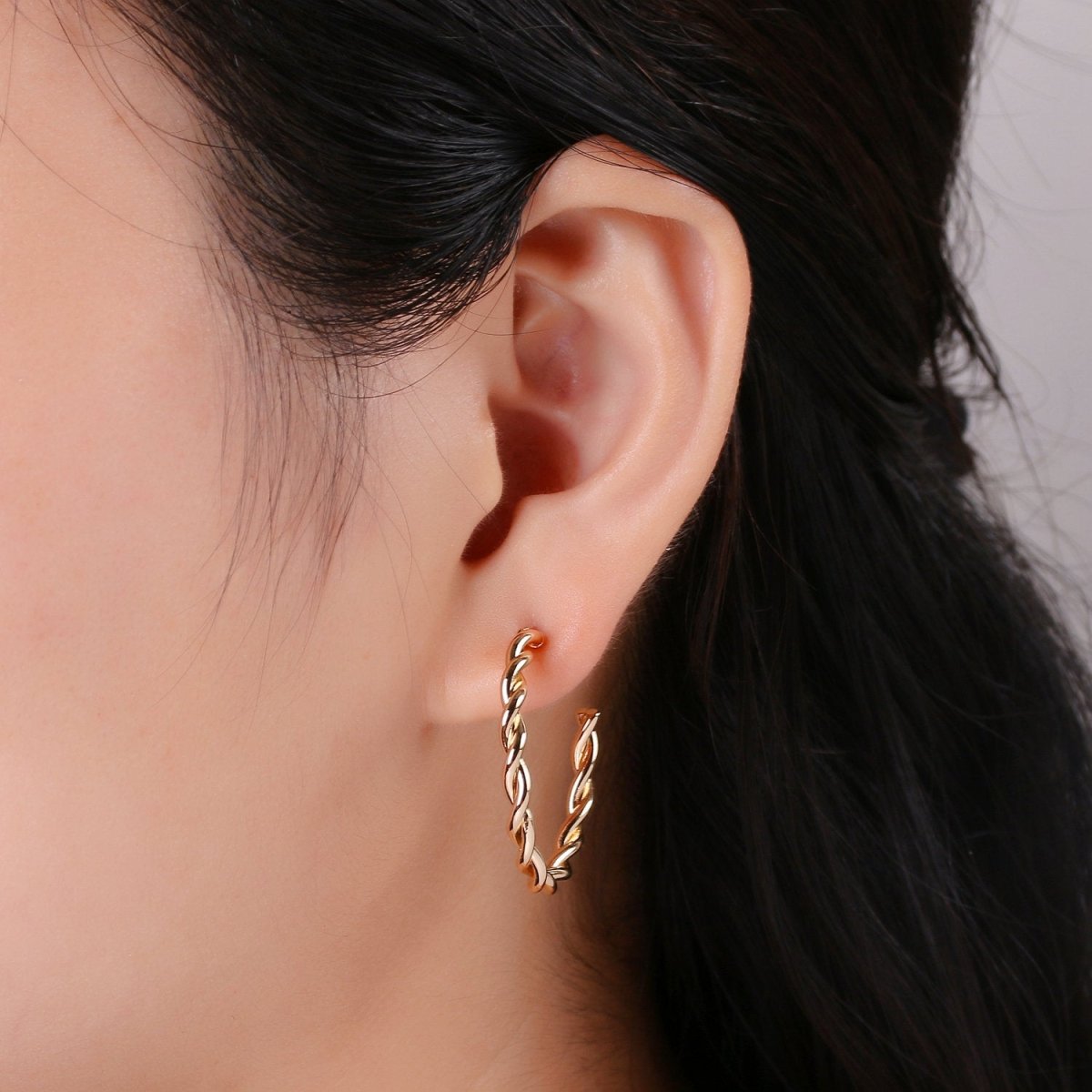 18k Gold Filled Twisted Rope Hoops,Swirl Twist Hoops, Twisted Hoops Gold, Gold Hoop Earrings, Minimalist Earrings, Boho Hoop Earrings Gift Q-092 - Q-094 - DLUXCA