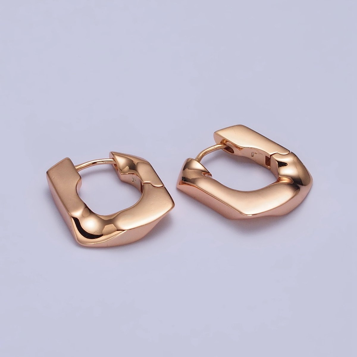 18K Gold Filled U-Shaped Geometric Abstract Huggie Earrings | AB1066 - DLUXCA