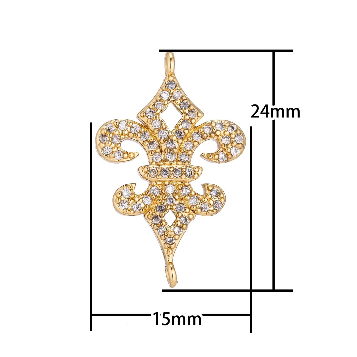 18K Gold Filled Unique Delicate Fence Spear Point Shape Cubic Zirconia Bracelet Charm Bead Finding Connector for Earring Jewelry Making F-090 - DLUXCA