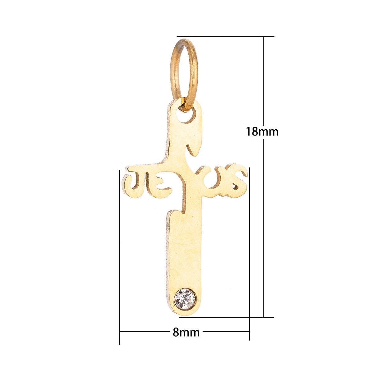 18K Gold Filled Unique Religious Cross Cubic Zirconia Bracelet Charm Necklace Pendant Findings for Jewelry Making E-647 - DLUXCA