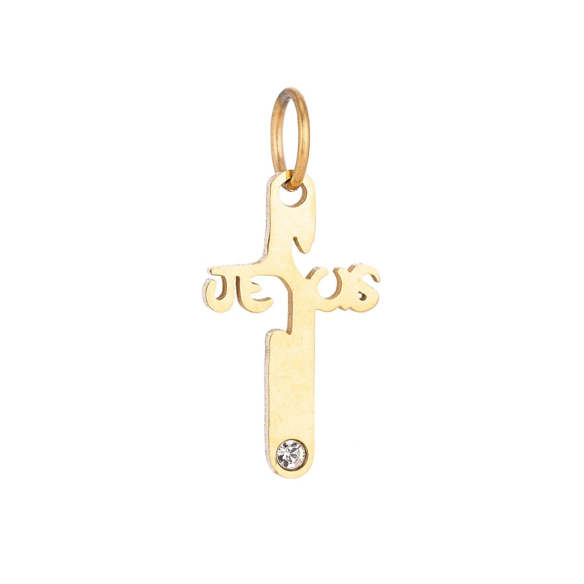 18K Gold Filled Unique Religious Cross Cubic Zirconia Bracelet Charm Necklace Pendant Findings for Jewelry Making E-647 - DLUXCA