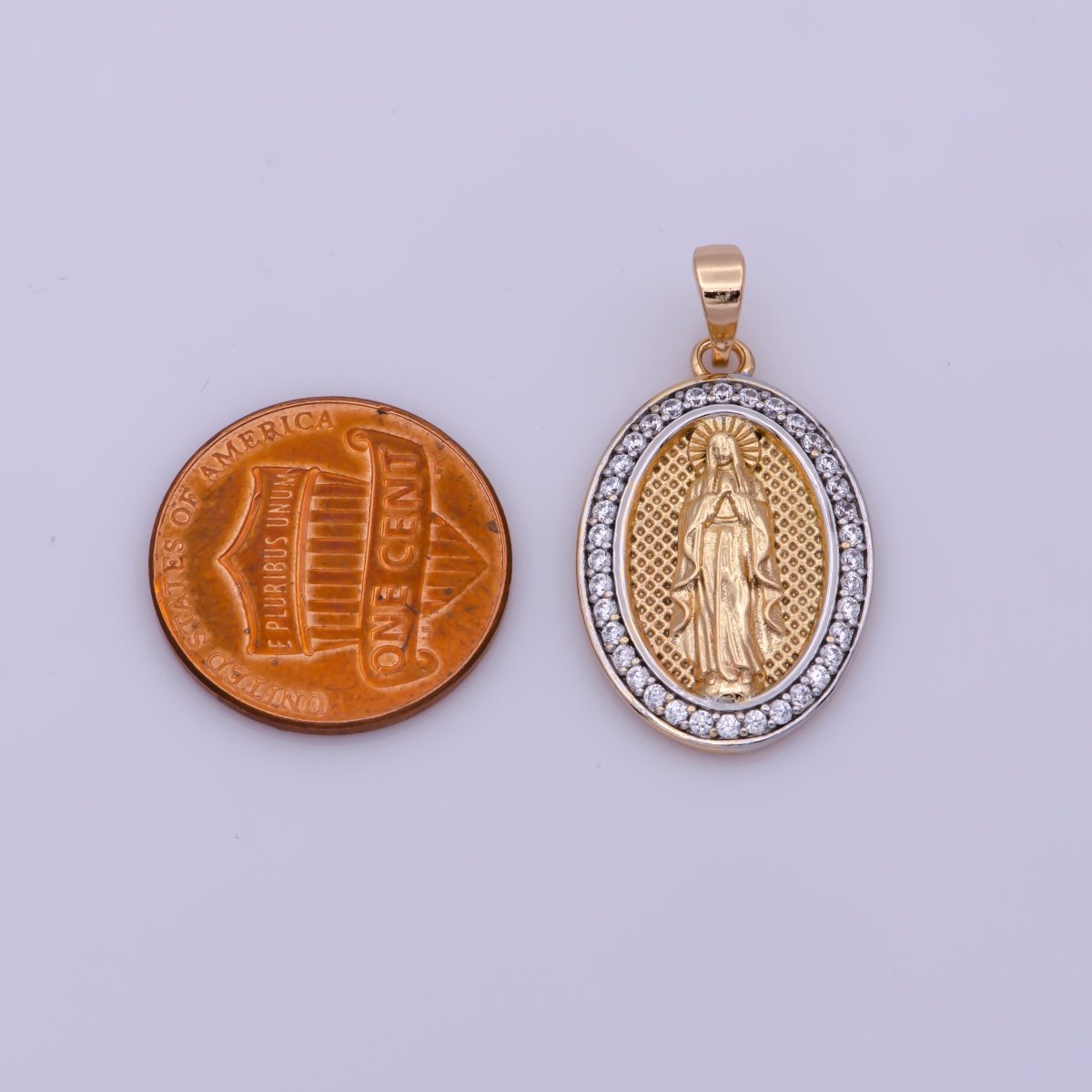 18k Gold Filled Virgin Mary Pendant, Virgin of Guadalupe, Our Lady Guadalupe, Religious / Dije de Guadalupe Medallion Charm N-1447 - DLUXCA