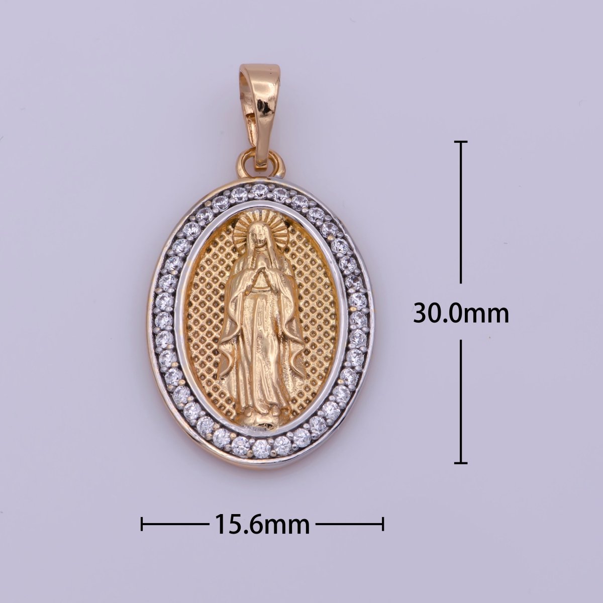18k Gold Filled Virgin Mary Pendant, Virgin of Guadalupe, Our Lady Guadalupe, Religious / Dije de Guadalupe Medallion Charm N-1447 - DLUXCA