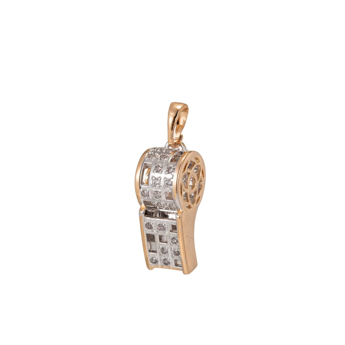 18K Gold Filled Whistle Charm Micro Pave Pendant Findings for Necklace Component Jewelry Making Supplies I-213 - DLUXCA
