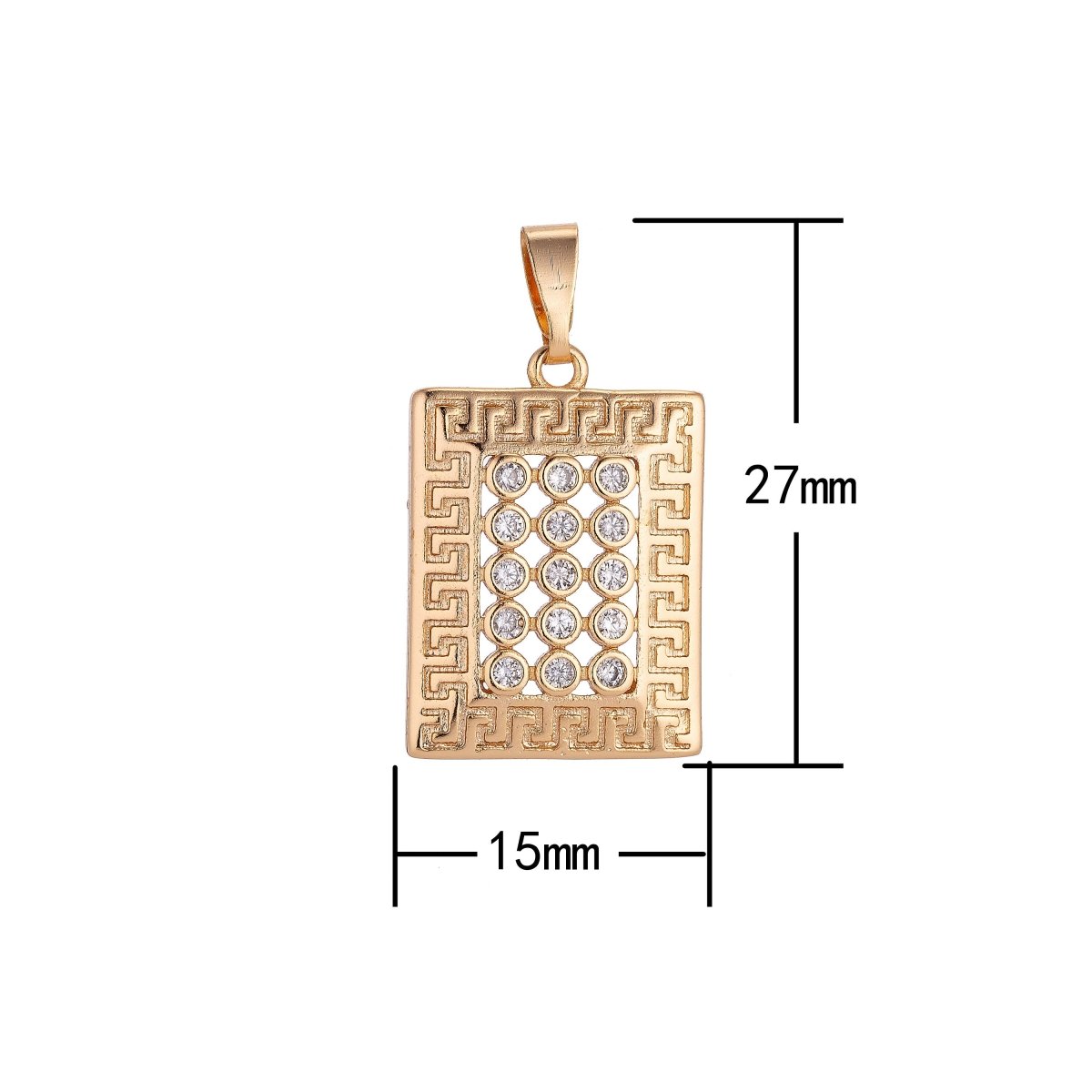 18k Gold Filled Window Frame Charm w/ Cubic Zircon for Necklace Pendant Earring Bail Dangle Findings for Jewelry Making, CL-H-252 - DLUXCA