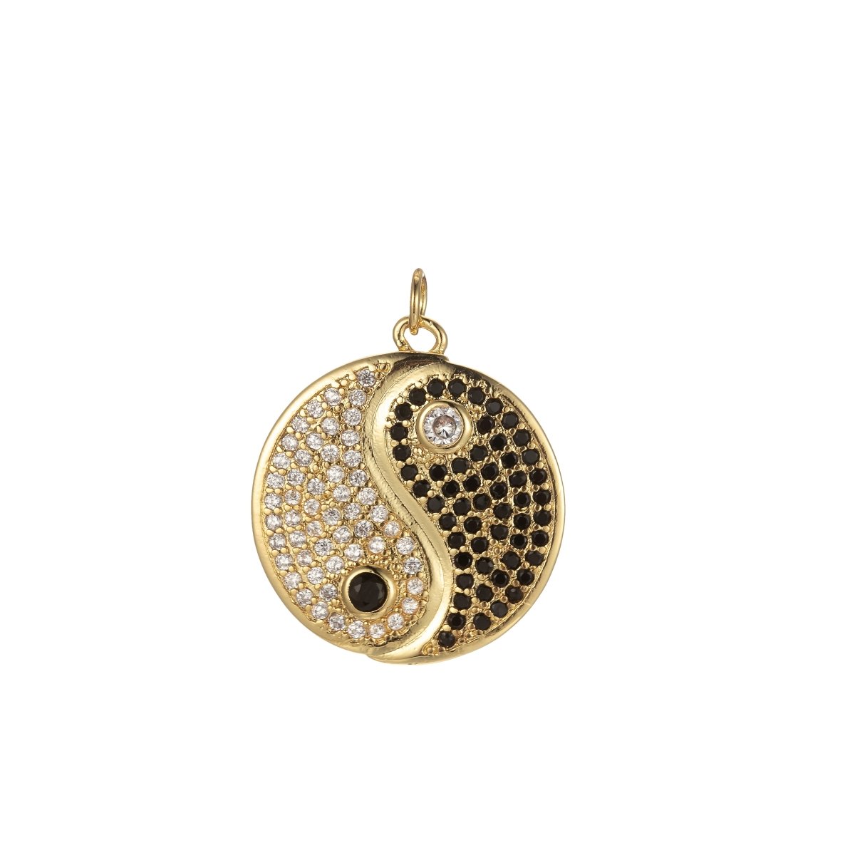 18K Gold Filled Yin Yang Dainty Pendant, Micro Pave YinYang Charm E-870-E-872 - DLUXCA