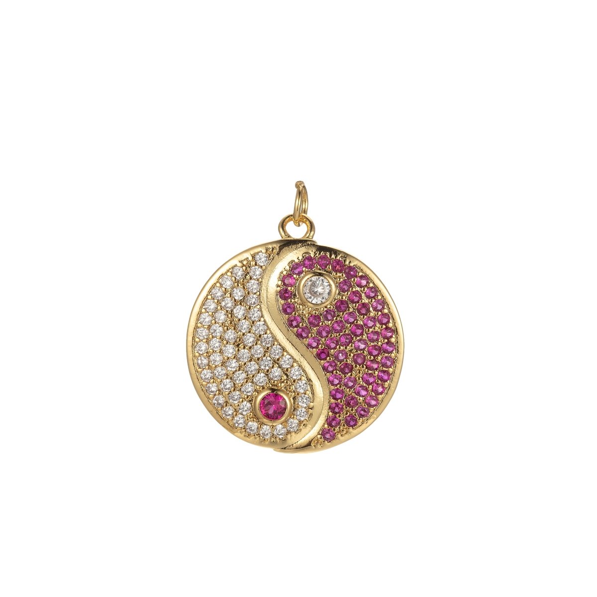 18K Gold Filled Yin Yang Dainty Pendant, Micro Pave YinYang Charm E-870-E-872 - DLUXCA