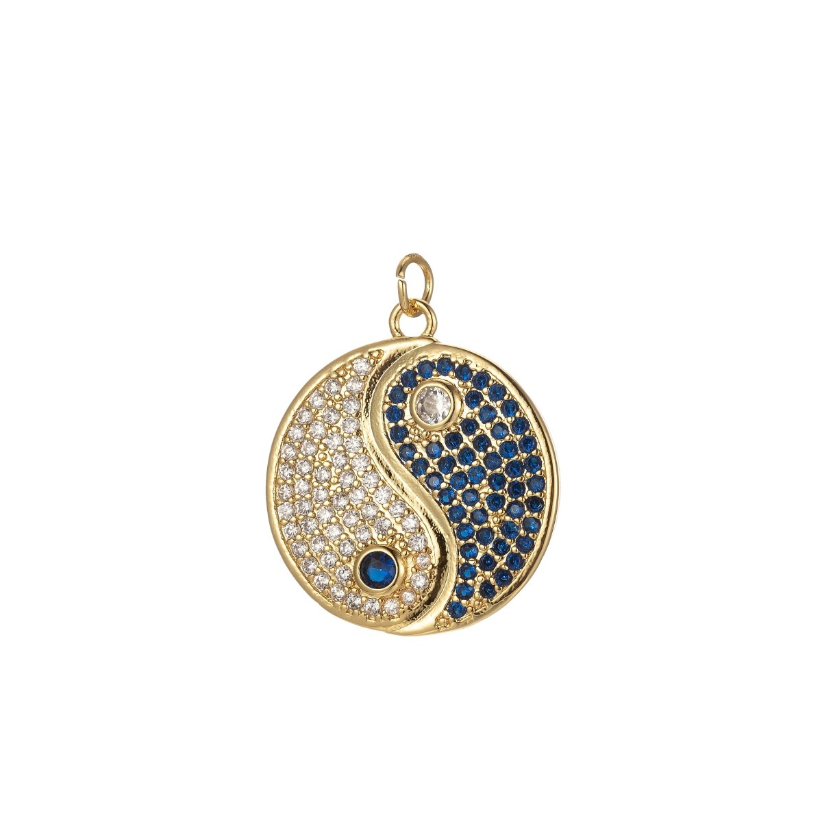 18K Gold Filled Yin Yang Dainty Pendant, Micro Pave YinYang Charm E-870-E-872 - DLUXCA