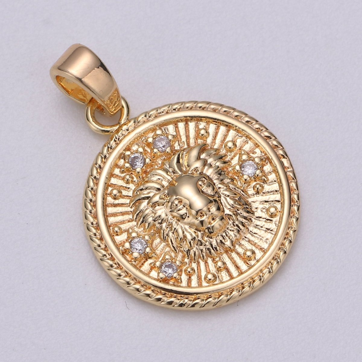 18K Gold Filled Zodiac Horoscope Sign Constellation Medallion Pendant Charm Textured Coin Decorative Edge for Necklace Jewelry Making | A-417-A-428 - DLUXCA