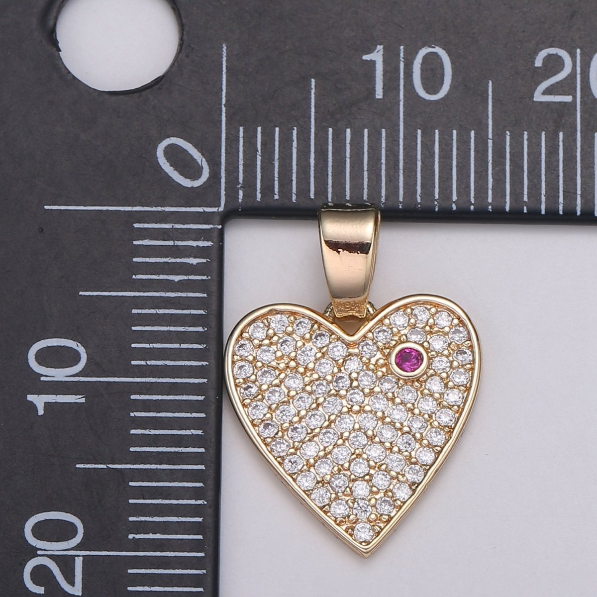 18K Gold Micro Pave CZ Heart Pendant Charm, Open Heart Micro Pave CZ Pendant Charm, Pendant, For DIY Jewelry, J-284 - DLUXCA