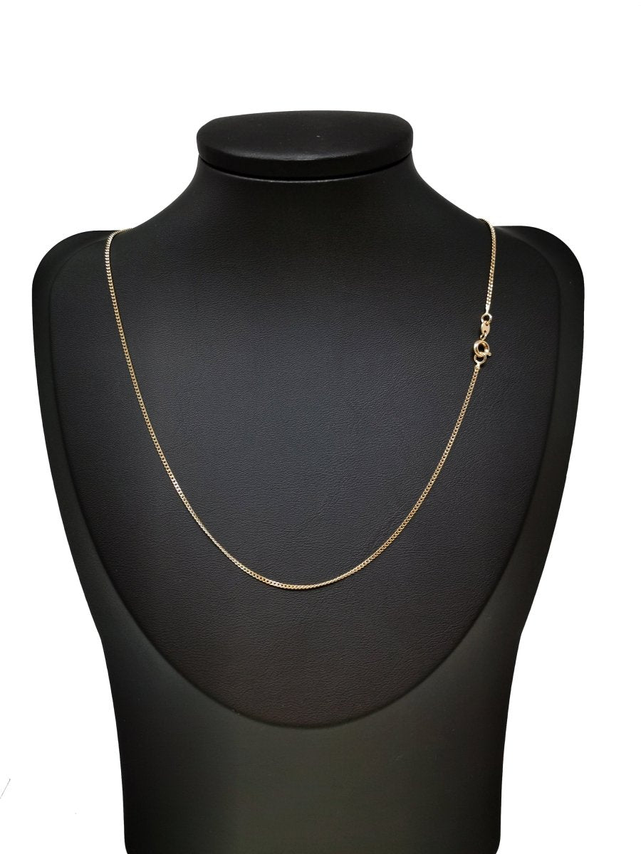 18K Gold Plated Chain - Curb Chain Necklace - 17.7 Inches Gold Curb Necklace w/ Spring Rings | CN-745 Clearance Pricing - DLUXCA