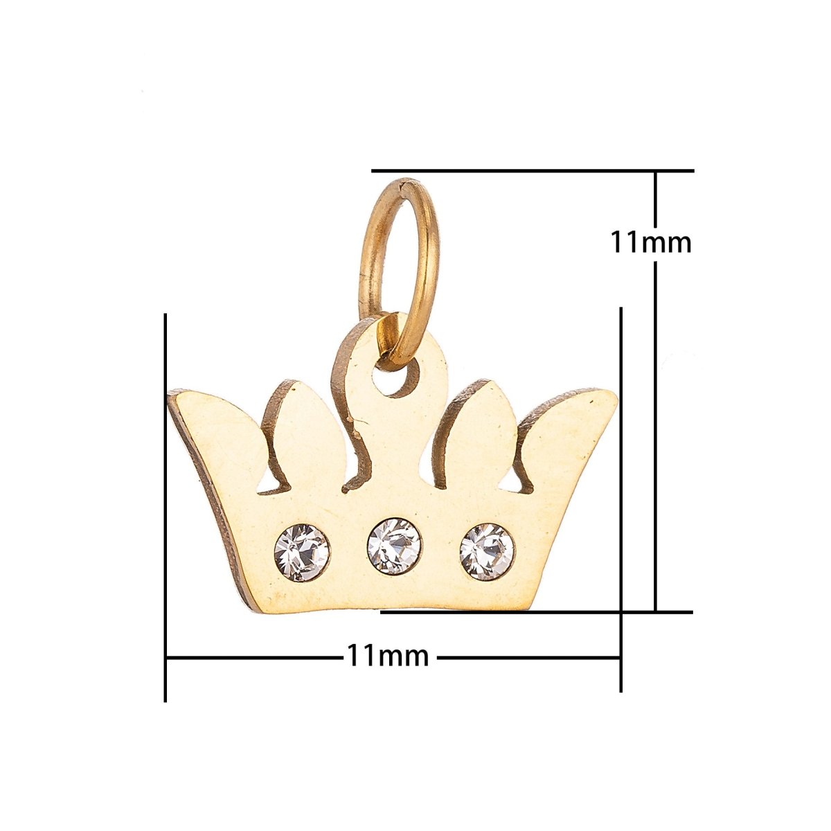 18K Gold Stainless Steel Crown Tiara Dainty Cubic Zirconia Bracelet Charm Necklace Pendant Findings for Jewelry Making - DLUXCA