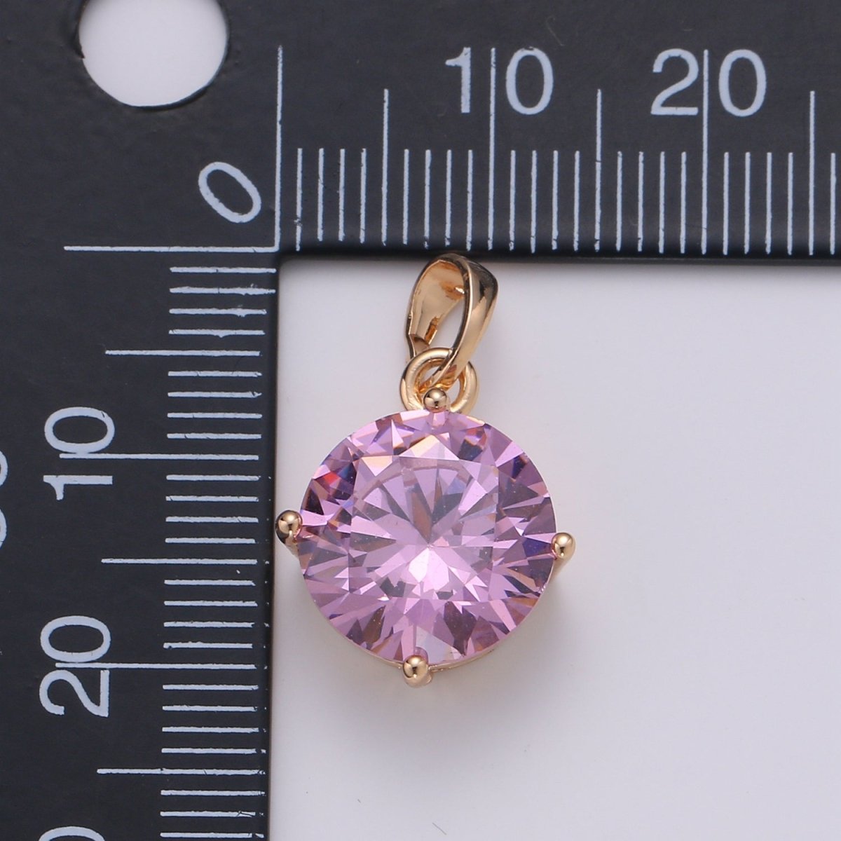 18K Pink Crystal Gold Filled Round Pendants J-112 - DLUXCA