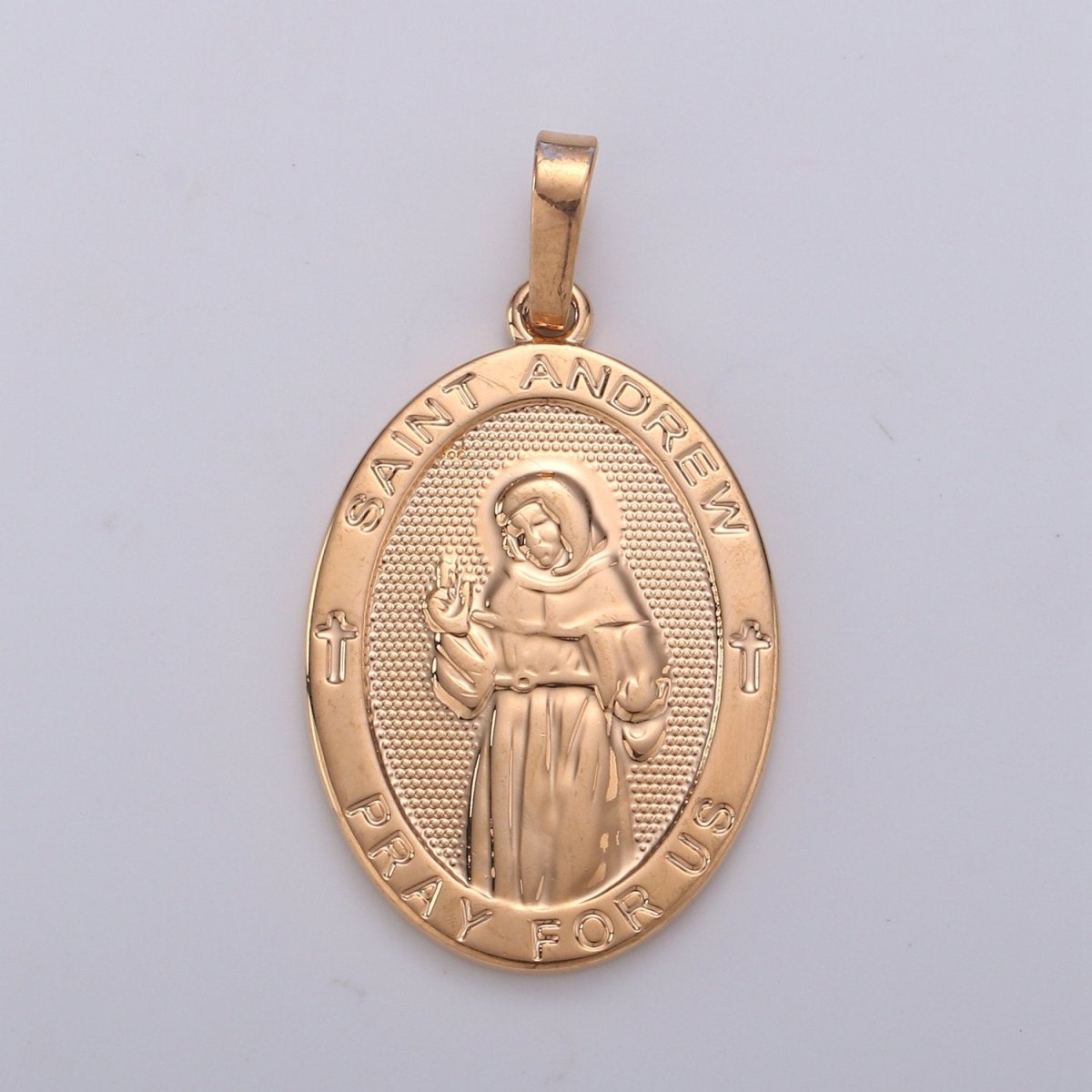 18k Rose Gold Filled St Andrew Cross Medal - Patron of Fishermen and Unmarried Women - Religious Jewelry Novena Prayer Rosary Supply J-116 - DLUXCA