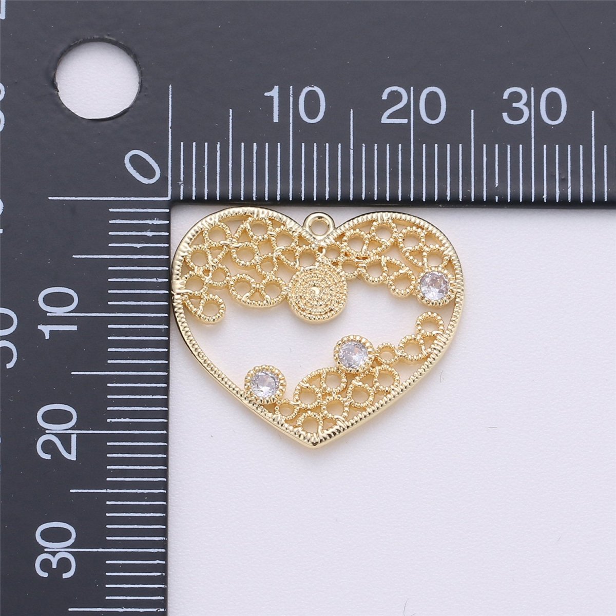 18K White Gold Filled Honeycomb Charm Heart Shape Love Pendant Necklace Charm for Bracelet earring Jewelry Making Micro pave charmC-453 - DLUXCA