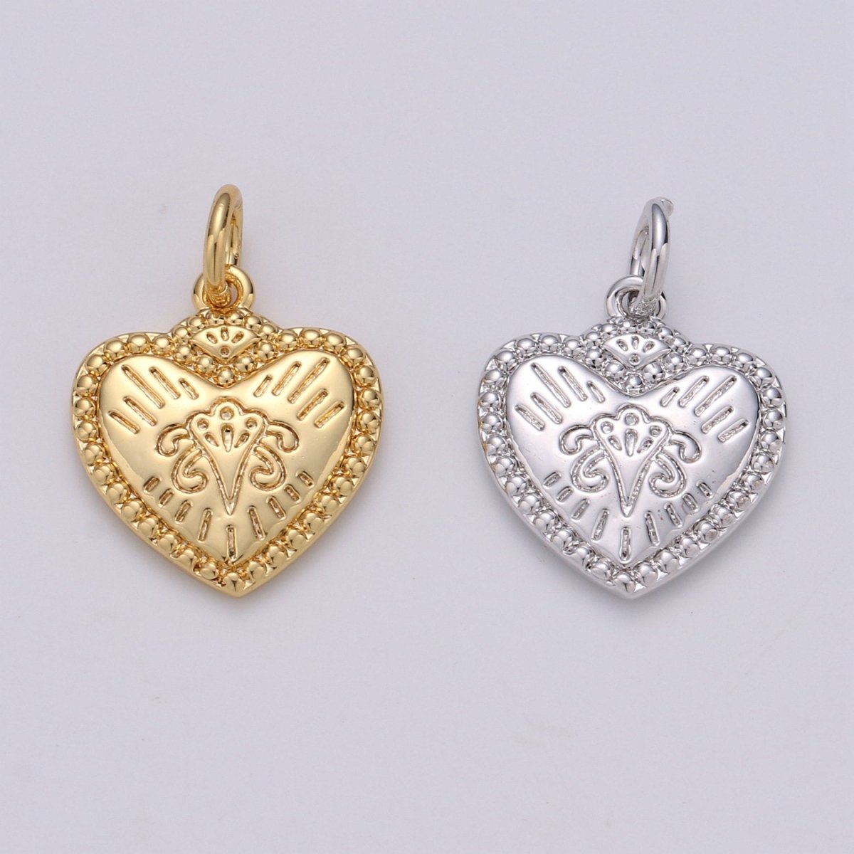 18X13mm 24k Gold Filled Heart Charms, Love Pendant, Dainty Silver Happy Heart Charm for Boho Bohemian Bracelet Earring Necklace supply D-413 D-414 - DLUXCA