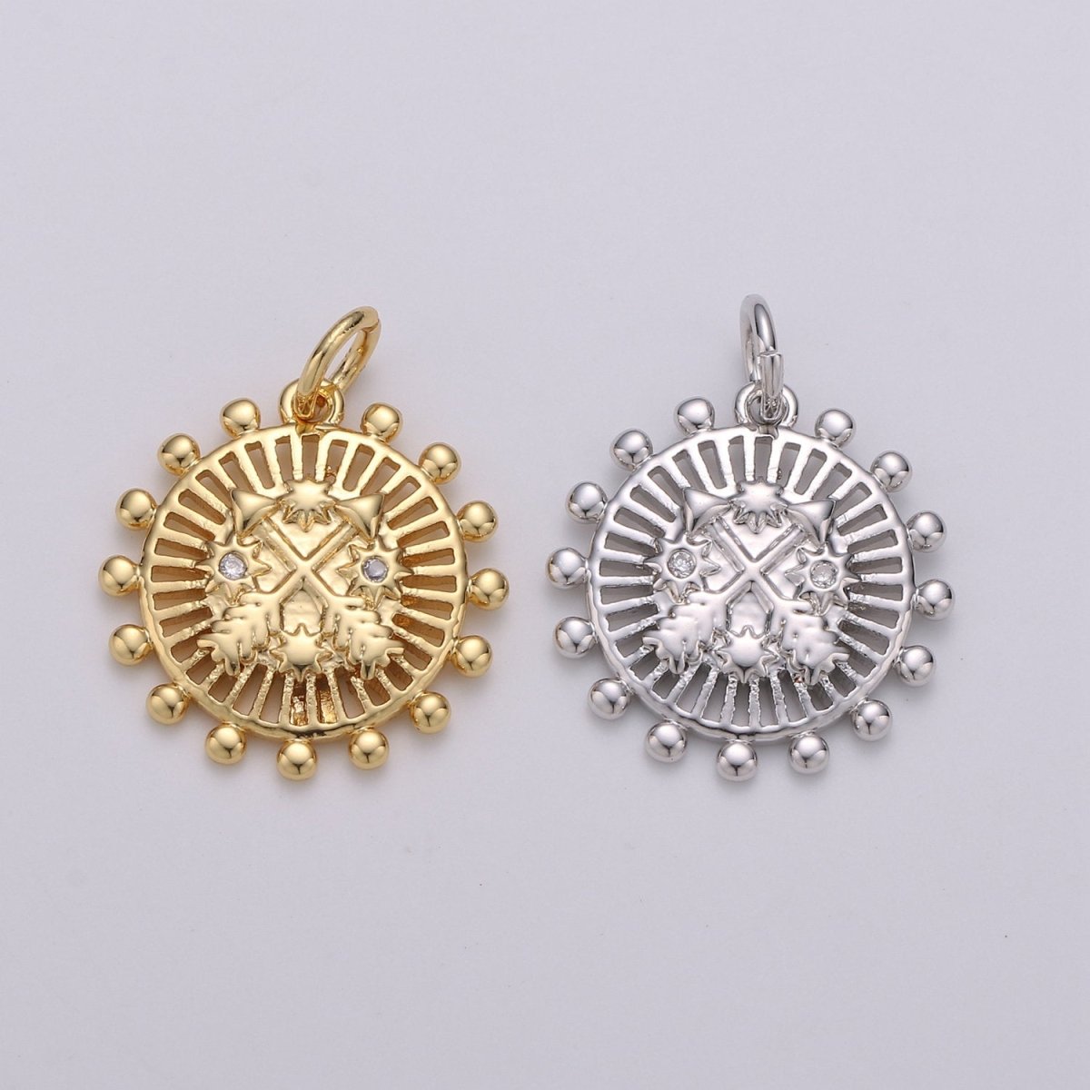 18x15mm 24k Gold Filled Coin Medallion, Arrow Charms, Round Pendant Silver Medallion for Bracelet Earring Necklace Making D-357 D-358 - DLUXCA