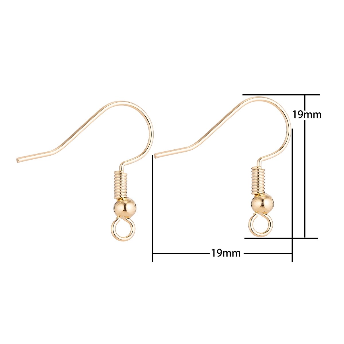 19×19mm Ear Hook, 3mm ball, Jewelry Earrings, Ear Wires, Brass Earring Component, French Ear Hook Silver / Gold Plated for jewelry making Supply K-236 L-162 - DLUXCA