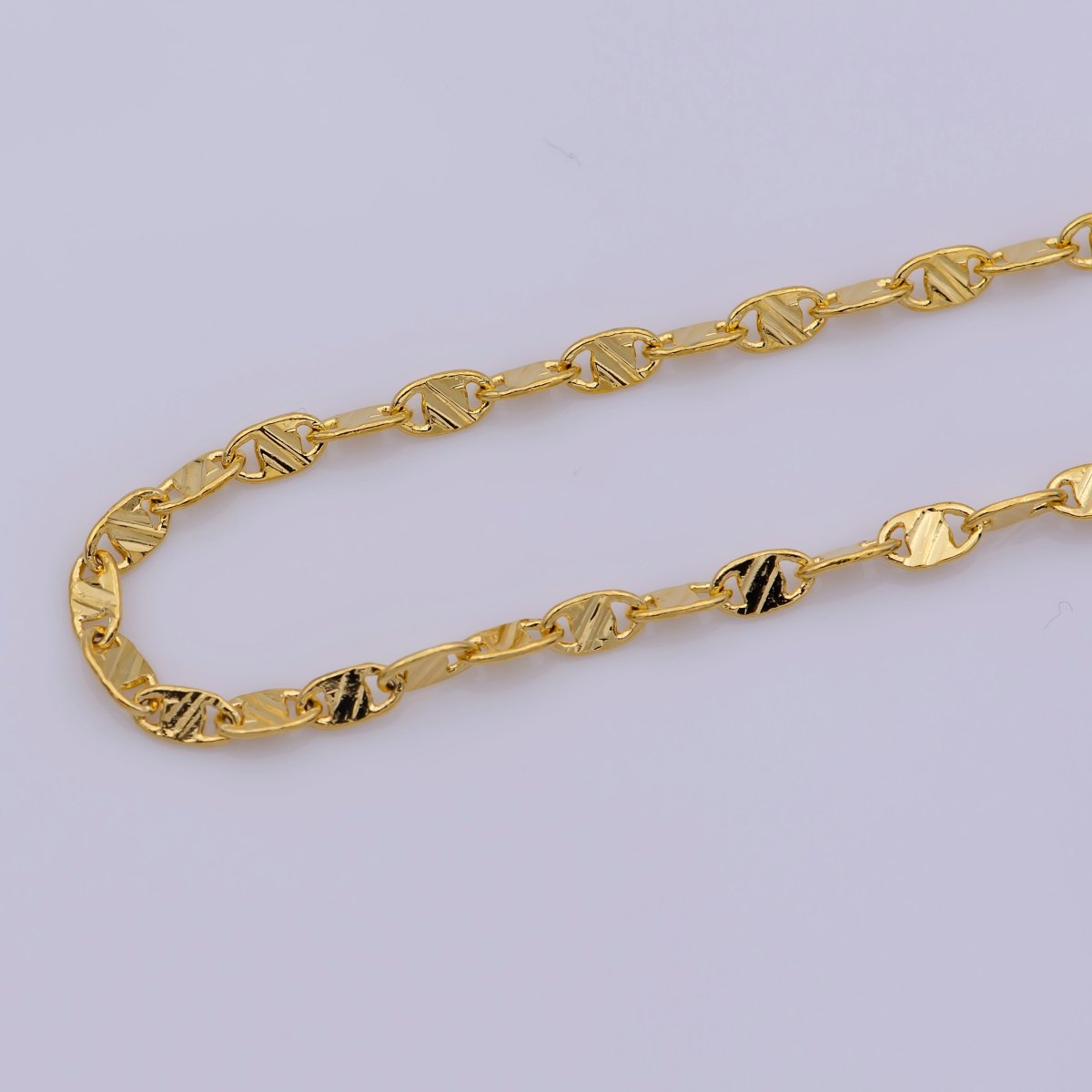 19.5 inch Anchor Chain Necklace, 24K Gold Plated Anchor Necklace, 3mm Width Anchor Necklace w/ Lobster Clasps | CN-277 Clearance Pricing - DLUXCA