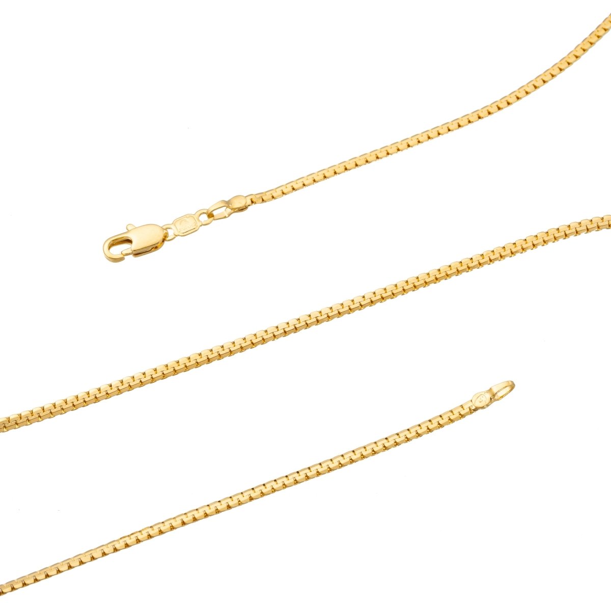 19.5 inch Gold C link Chain Necklace, 18K Gold Plated Finished Necklace For Jewelry Making, Dainty 1.7mm Cable Necklace w/ Lobster Clasps | CN-279 Clearance Pricing - DLUXCA