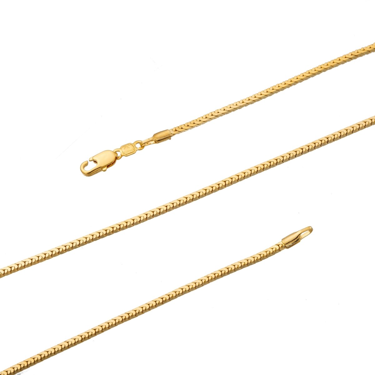 19.5 inch Snake Brazilian Star Weave Necklace Chain, 24K Gold Plated Designed Finished Necklace For Jewelry Making, Dainty 2.2mm Designed Necklace w/ Lobster Clasps | CN-186 Clearance Pricing - DLUXCA