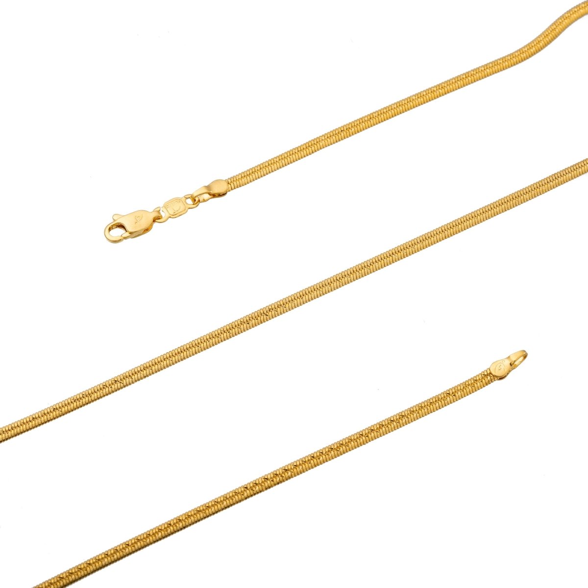 19.5 inches Gold Curb Chain, Dainty 2mm Curb Chain, 24K Gold Filled Necklace w/ Lobster Clasps | CN-153 Clearance Pricing - DLUXCA