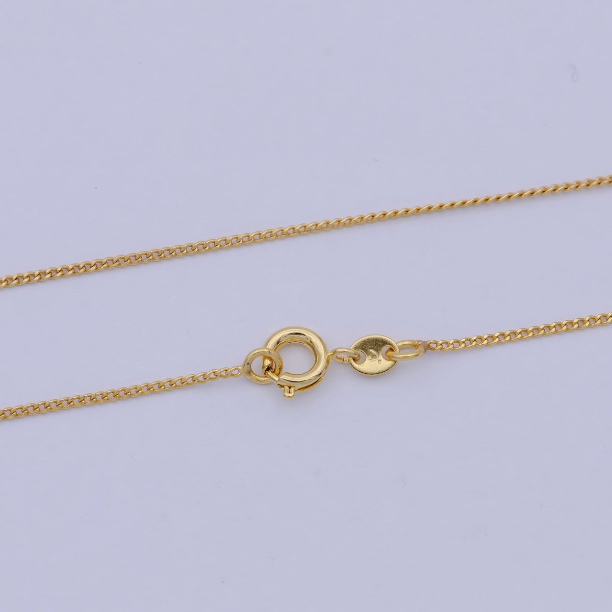 19.5" Layering Curb Chain, Dainty 1mm Finished Chain, 24K Gold Plated Curb Necklace with Spring Ring | WA-504 Clearance Pricing - DLUXCA
