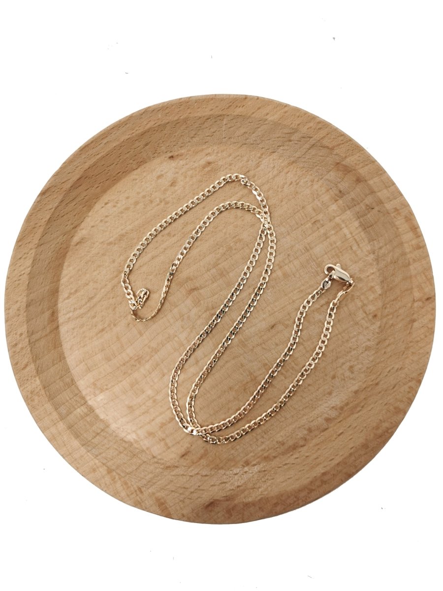19.6" Ready To Use Layering Curb Necklace, 18K Gold Plated Cuban Curb Necklace Chain, Chain For Pendant & Charm Making, Dainty 3mm Curb Necklace w/Lobster Clasps | CN-577 Clearance Pricing - DLUXCA