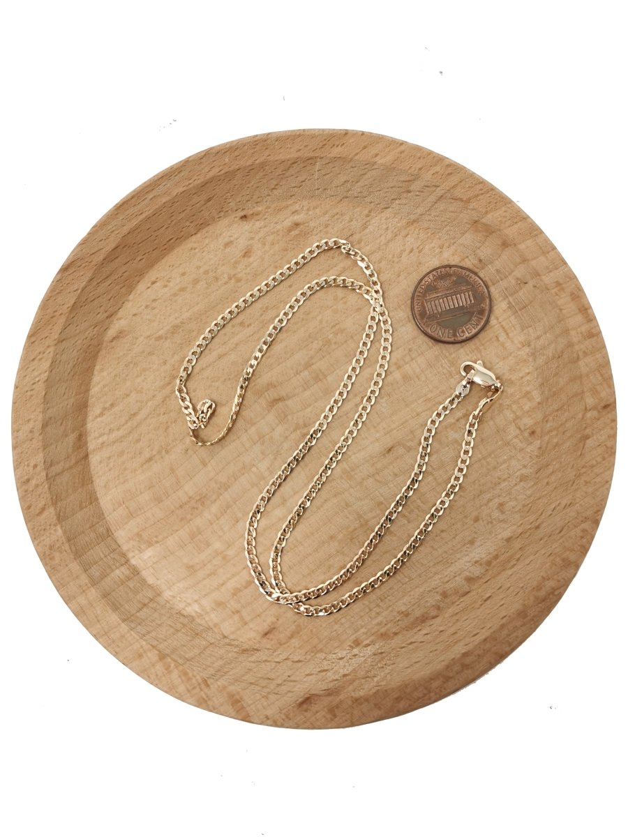 19.6" Ready To Use Layering Curb Necklace, 18K Gold Plated Cuban Curb Necklace Chain, Chain For Pendant & Charm Making, Dainty 3mm Curb Necklace w/Lobster Clasps | CN-577 Clearance Pricing - DLUXCA