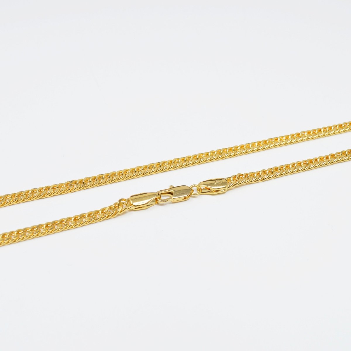 19.8 inch Curb Chain Necklace, 24K Gold Plated Curb Finished Necklace For Jewelry Making, 4mm Curb Necklace w/ Lobster Clasps | CN-993 Clearance Pricing - DLUXCA