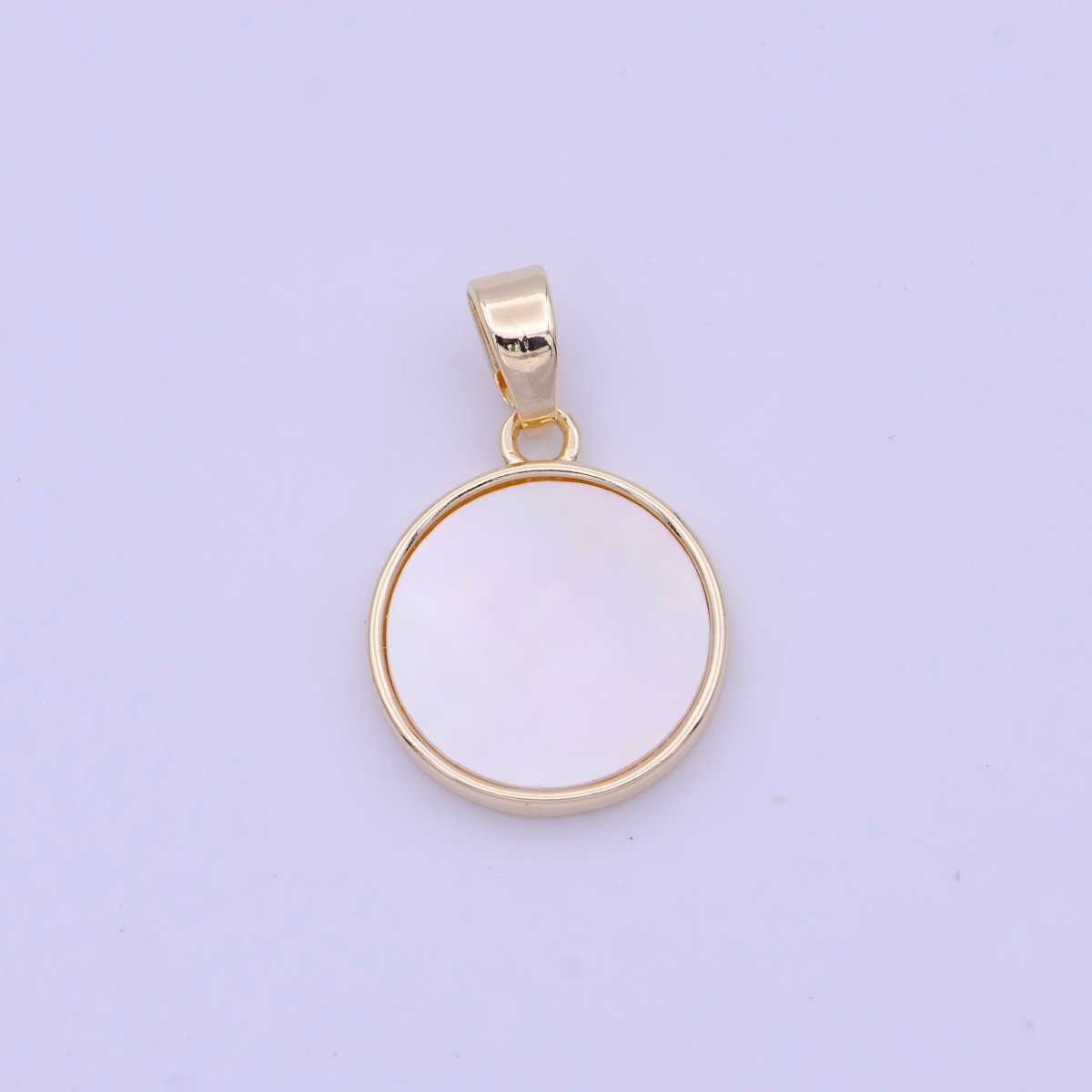 19mm Round Shell Pearl Minimalist Charm in Gold & Silver H-903 H-904 - DLUXCA