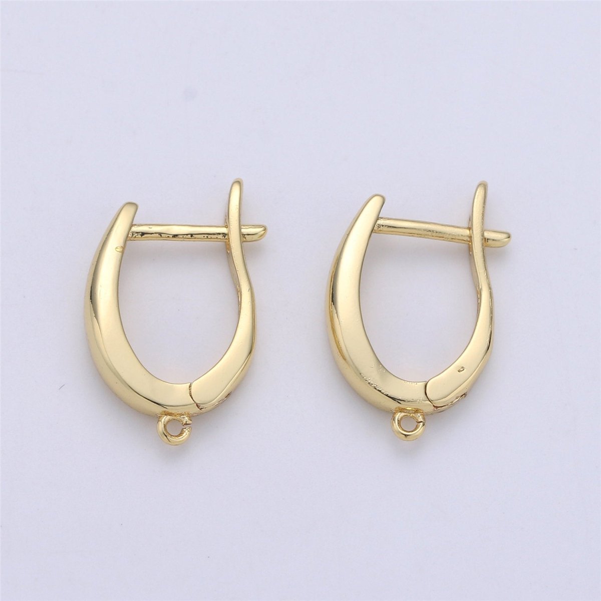 19x13mm 1 pair Gold Huggie Earring one touch w/ open link 14K gold Filled Earring Nickel and Lead free, Lever back earring making Supply K-681 K-683 - DLUXCA