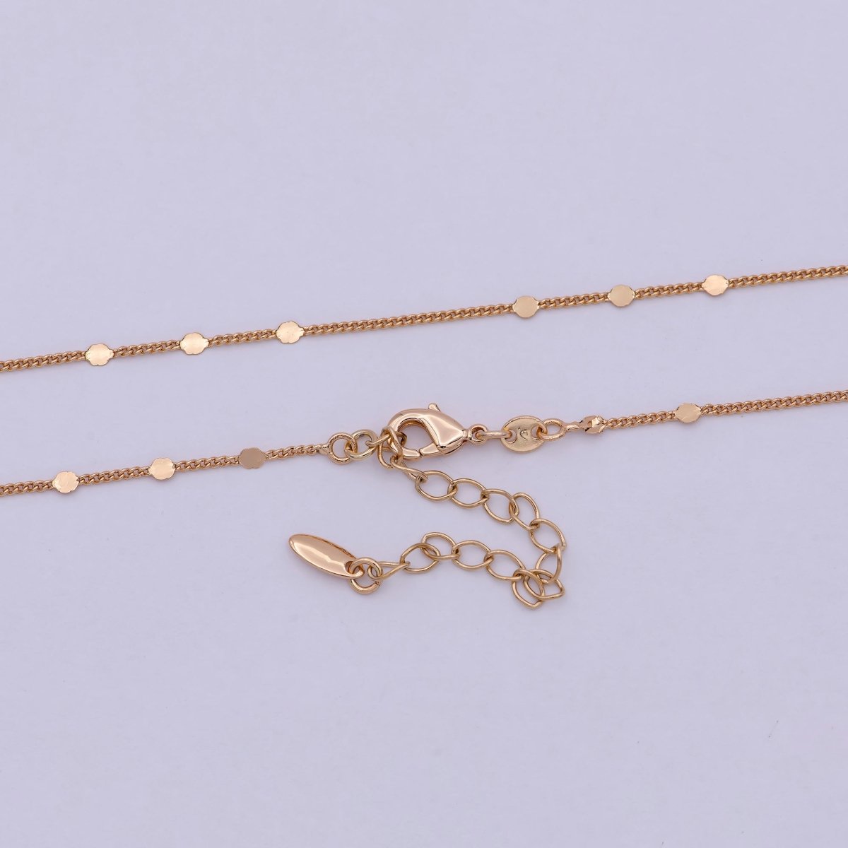 1mm 18K Gold Filled Chain Necklace Gold Curb Chain, Gold Chains 18 inch + 2 inch extender | WA-542 Clearance Pricing - DLUXCA