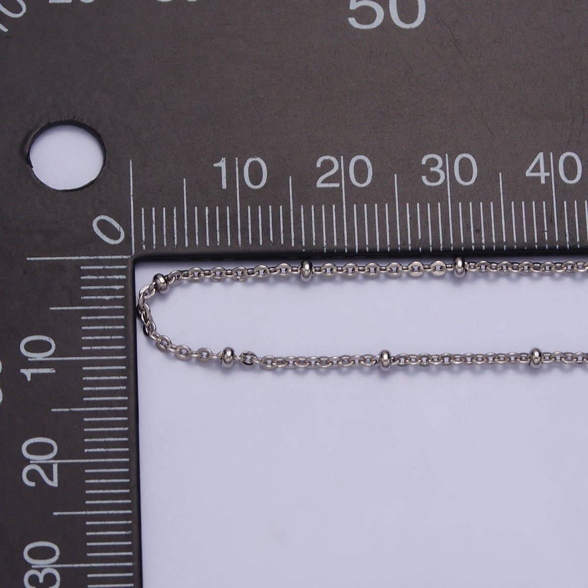 1mm Beaded Satellite Chain Silver Satellite Necklace Dainty Simple Everyday 16.5 Inch Layering Necklace for Minimalist Jewelry | WA-1594 Clearance Pricing - DLUXCA