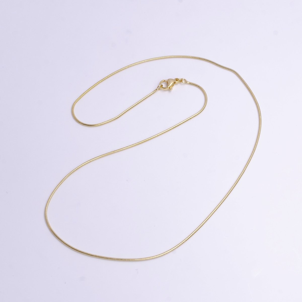 1mm Dainty Snake Omega 17.5 Inch Layering Chain Necklace w. Lobster Clasps | WA-1898 Clearance Pricing - DLUXCA