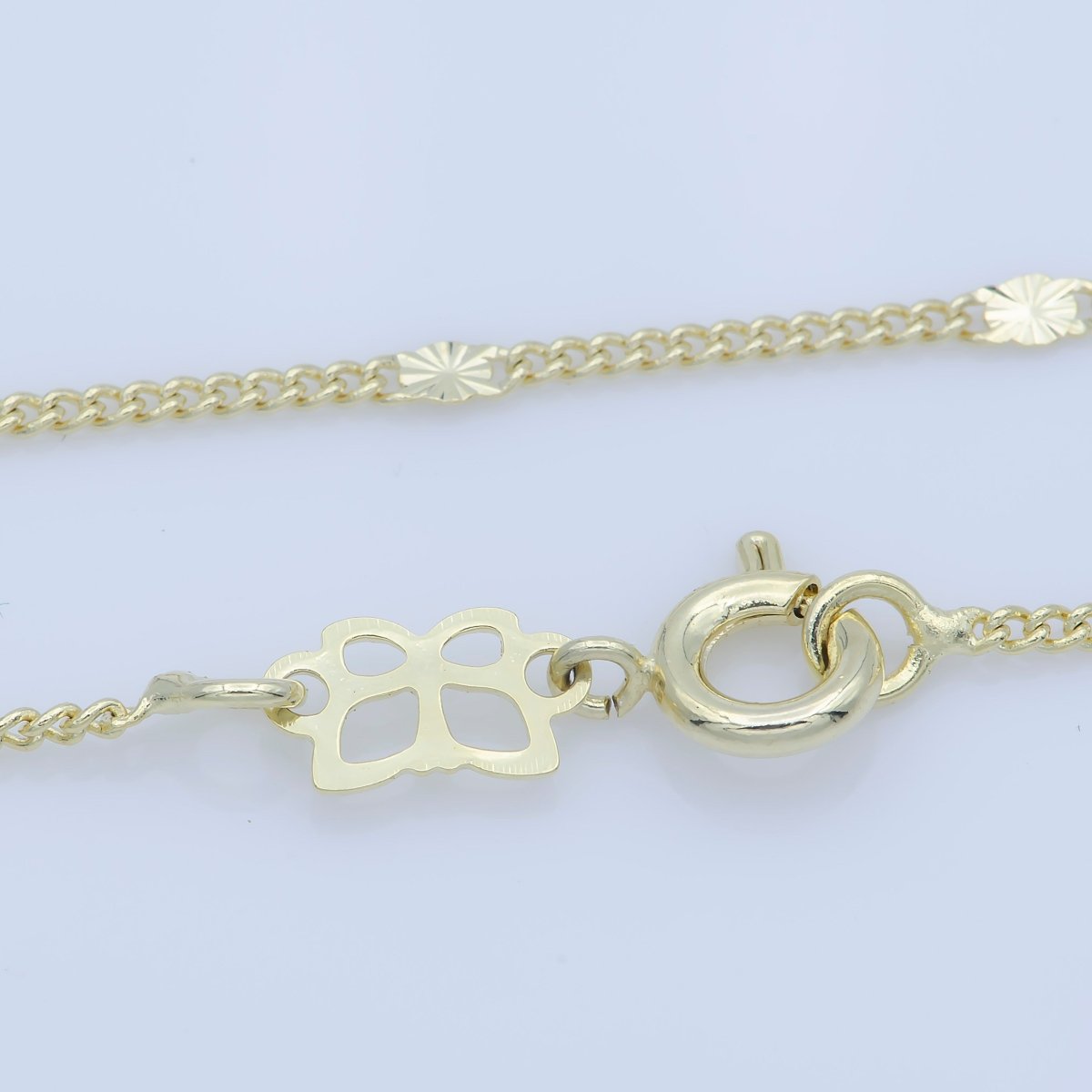 1mm Dainty Unique Sunburst Link Curb 18 Inch Layering Chain Necklace | WA-212 Clearance Pricing - DLUXCA