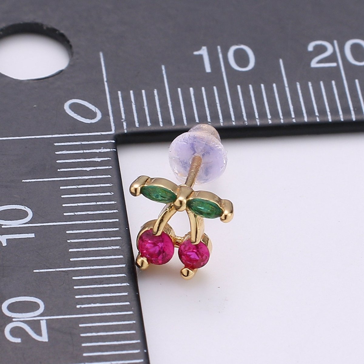 1pair Purple Crystal Cherry Fruits Studs Earrings CZ Floral Color Fruit Casual Daily Wear Earring Jewelry Q-393 - DLUXCA