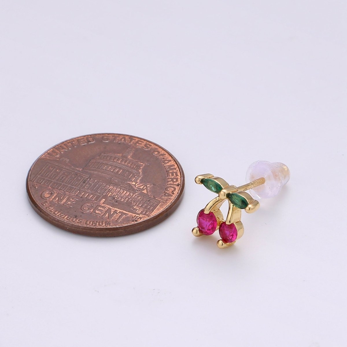 1pair Purple Crystal Cherry Fruits Studs Earrings CZ Floral Color Fruit Casual Daily Wear Earring Jewelry Q-393 - DLUXCA